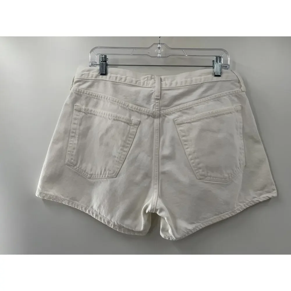 AGOLDE Women’s Parker Long Cotton Denim Shorts Anthropologie Size 31 White